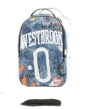 Blue Sprayground Nbalab Westbrook Denim Backpacks | 12598-KNJU