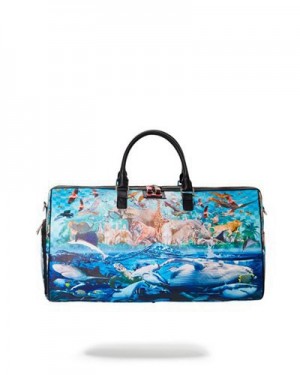 Blue Sprayground Noahs Sh-ark Large Duffle Bags | 15394-FUML