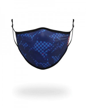 Blue Sprayground Shark Check Face Masks | 89201-OECB