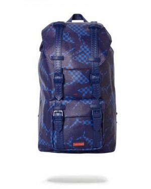 Blue Sprayground Shark Check Hills Backpacks | 94587-EWKI