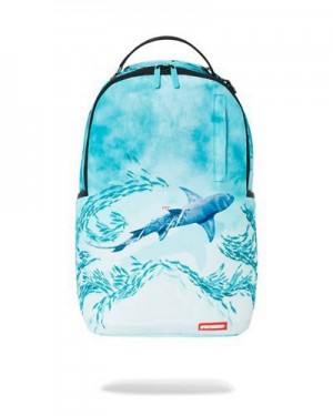 Blue Sprayground Smooth Shark Backpacks | 89610-OTZQ