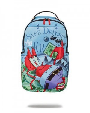 Blue Sprayground Spongebob Mr Krabs High Roller (Dlxr) Backpacks | 61438-WGVH