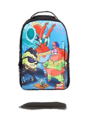 Blue Sprayground Spongebob Pant Boyz Backpacks | 92705-HRKE