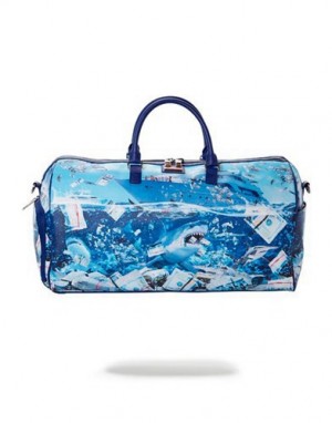 Blue Sprayground The Shark Party Duffle Bags | 21754-XRTA