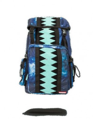 Blue Sprayground Tiff Galaxy Vertical Sharkmouth Top Gear Backpacks | 37496-UOXC