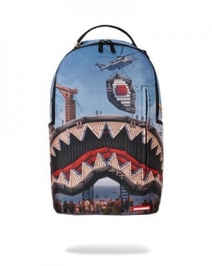 Blue Sprayground Under Construction Backpacks | 97354-ZSFQ