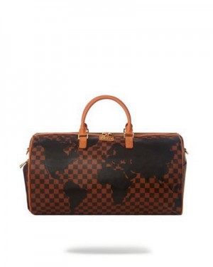 Brown Sprayground A.I.5 Global Duffle Bags | 70965-VAPF