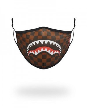 Brown Sprayground Adult Sharks In Paris (Original) Form Fitting Face Masks | 07395-TZVR