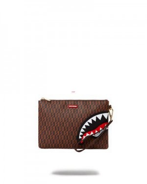 Brown Sprayground Cashin Checks Crossover Clutch Bag | 07463-LRBQ