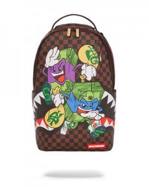 Brown Sprayground Chase Bank (Dlxv) Backpacks | 58607-WBOT