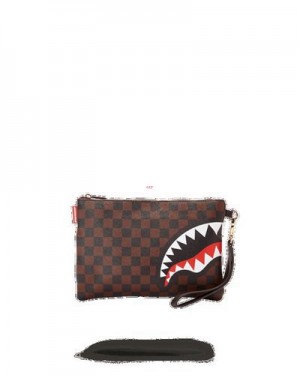 Brown Sprayground Checks In Camoflauge Crossover Clutch Bag | 80237-SWFJ