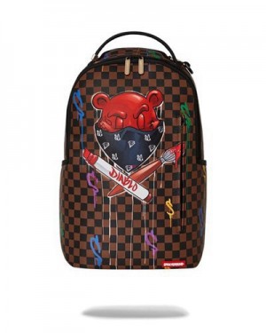 Brown Sprayground Diablo Midnight Games Backpacks | 15802-PSEZ