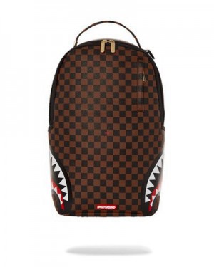 Brown Sprayground Double Trouble (Dlxv) Backpacks | 76829-CFVX