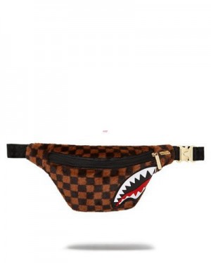 Brown Sprayground Furrr Sharks In Paris Savvy Crossbody Bags | 83205-PXQK