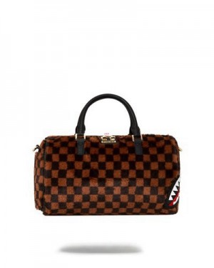 Brown Sprayground Furrr Sharks In Paris Mini Duffle Bags | 06185-OTYA