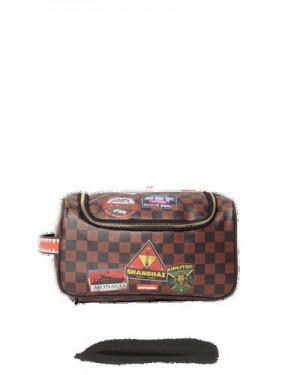 Brown Sprayground Global Mogul Bags | 84379-QRDZ