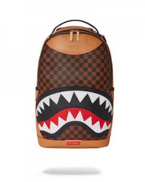 Brown Sprayground Henny Air To The Throne (Dlxv) Backpacks | 47063-GLHS