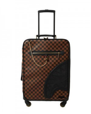 Brown Sprayground Henny Lock Sharks In Paris Jetsetter Carry-on Luggage | 01526-MJNW