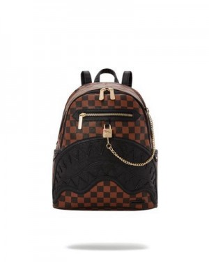 Brown Sprayground Henny Lock Sharks In Paris Savage Backpacks | 38251-WLGR