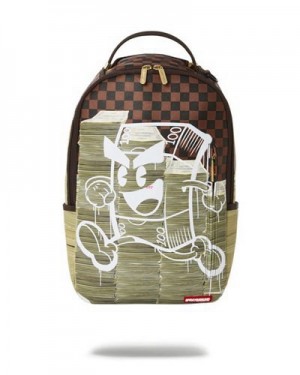 Brown Sprayground Money On The Run (Dlxv) Backpacks | 51890-KWPZ