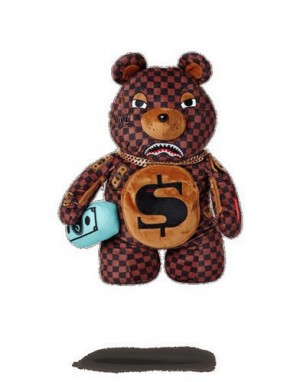 Brown Sprayground Paris Bear (Teddy Bear) Backpacks | 81205-TKJI