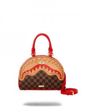 Brown Sprayground Raceway Henny Shark Handbag | 51248-CTMU