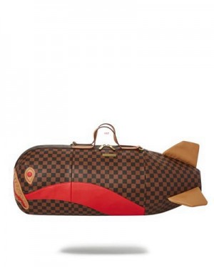 Brown Sprayground Raceway Henny Torpedo Duffle Bags | 16472-YFPX