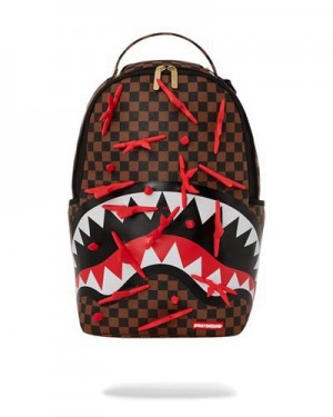 Brown Sprayground Real 3d Ninja Stars Smashed (Dlxv) Backpacks | 30817-DUBE