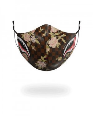 Brown Sprayground Sharkflower Vegan Leather Face Masks | 82049-IGYT