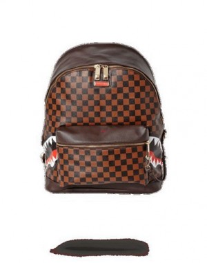 Brown Sprayground Side Sharks In Paris Backpacks | 75213-XKVJ