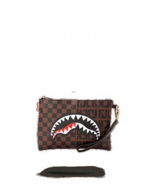 Brown Sprayground Split The Check Crossover Clutch Bag | 75293-JKGR