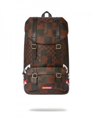 Brown Sprayground Xtc Sharks In Paris Hills Backpacks | 65720-JIVB