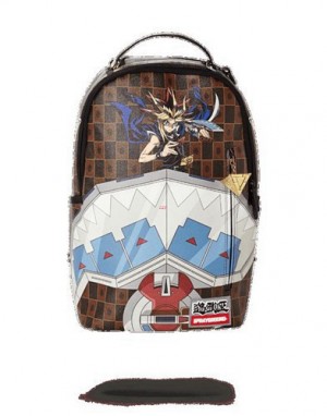 Brown Sprayground Yu Gi Oh Dual Disk Shark Backpacks | 45897-SOYU