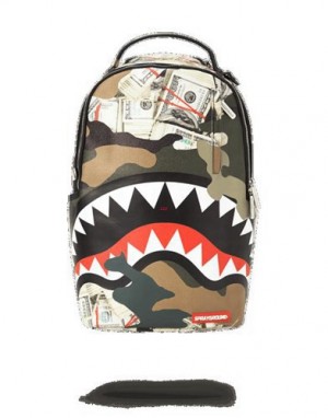 Camo Sprayground Camo Money Shark Backpacks | 58367-XEST