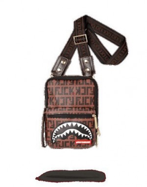 Dark Brown Sprayground Offended Crossbody Bags | 02843-LKNU