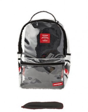 Dark Grey Sprayground 20/20 Vision Double Cargo Side Shark Backpacks | 04761-NJRB