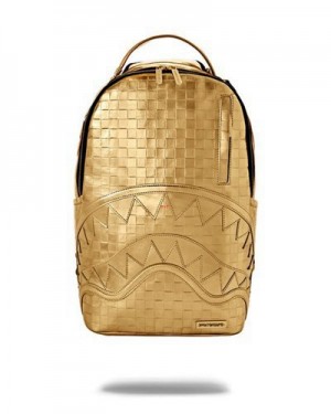 Gold Sprayground Bricks On Bricks (Dlxv) Backpacks | 34819-YQXR