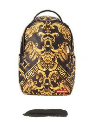 Gold Sprayground Palace Of Sharks Backpacks | 71390-QOBN