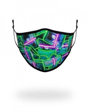 Green Sprayground Adult Neon Money Form Fitting Face Masks | 86705-ZBHL