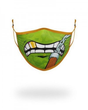 Green Sprayground Adult Tmnt: Michelangelo Shark Form Fitting-covering Face Masks | 28471-EWVH