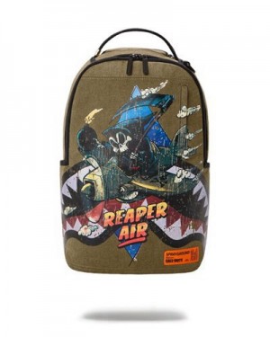 Green Sprayground Call Of Duty Reaper Air Shark Backpacks | 41683-RCXI