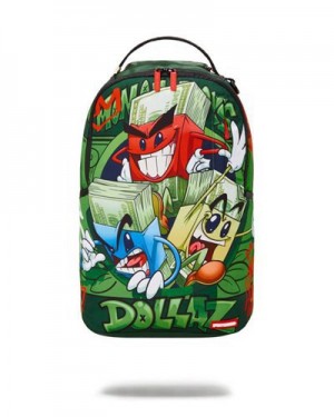 Green Sprayground Money Boys Dollaz (Dlxr) Backpacks | 65078-EKXL