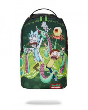 Green Sprayground Rick & Morty Portal Sharkmouth (Dlxr) Backpacks | 10435-RJDP