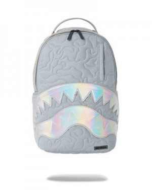 Grey Sprayground Mirashaku Iridescent Quilt Backpacks | 95036-SALY