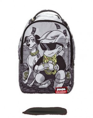 Grey Sprayground Richie Rich Money Stacks Backpacks | 92160-AQFC