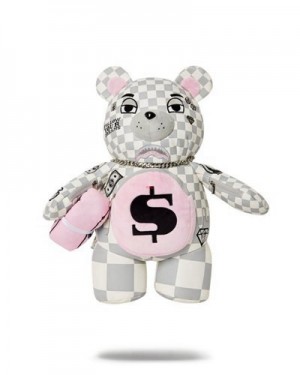 Grey Sprayground Xtc La Palais Medium Moneybear Teddybear Backpacks | 41023-WKBM