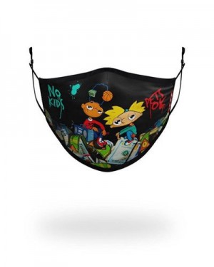 Multicolor Sprayground Adult Hey Arnold Money Stacks Form Fitting-covering Face Masks | 75014-OATL