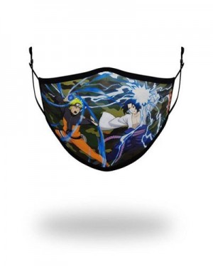 Multicolor Sprayground Adult Naruto Vs Sasuke Form Fitting-covering Face Masks | 89163-BYUO