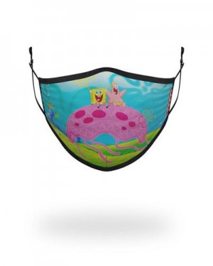 Multicolor Sprayground Adult Spongebob Jelly Shark Form Fitting-covering Face Masks | 64890-DLNJ