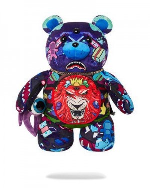 Multicolor Sprayground Astro Twilight Moneybear Teddybear Backpacks | 17046-XDKQ